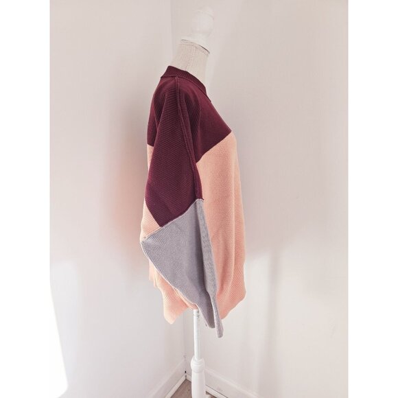 Free People Easy Street Cotton Blend Colorblock Knit Oversize Sweater Jumper M - Picture 7 of 11